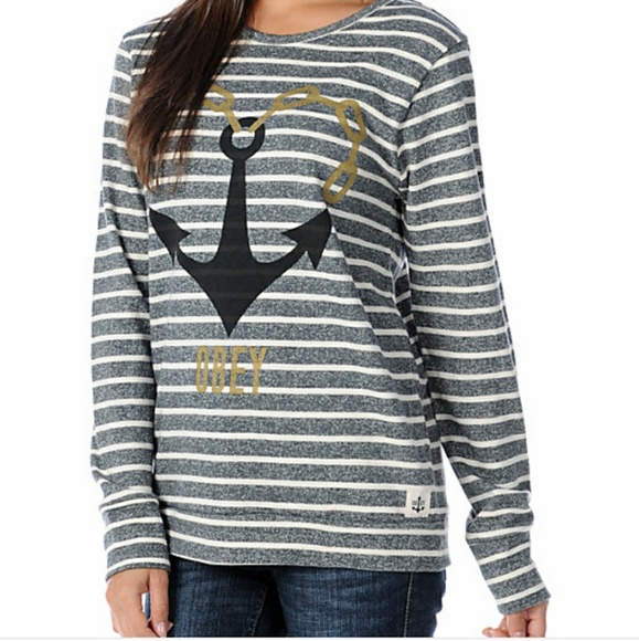 Obey Tops - Obey anchor heart sweatshirt top M
